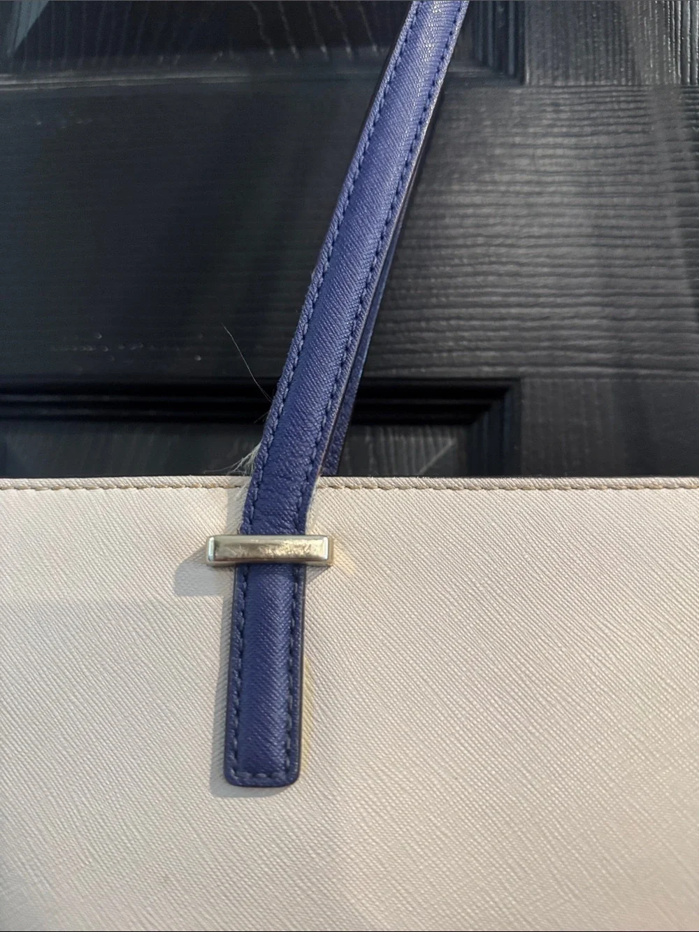 kate spade Cream and Blue Colorblock Leather Tote